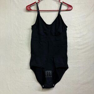 Women 3XL Black Spaghetti Strap Shaper Bodysuit One Piece Adjustable Straps Cups